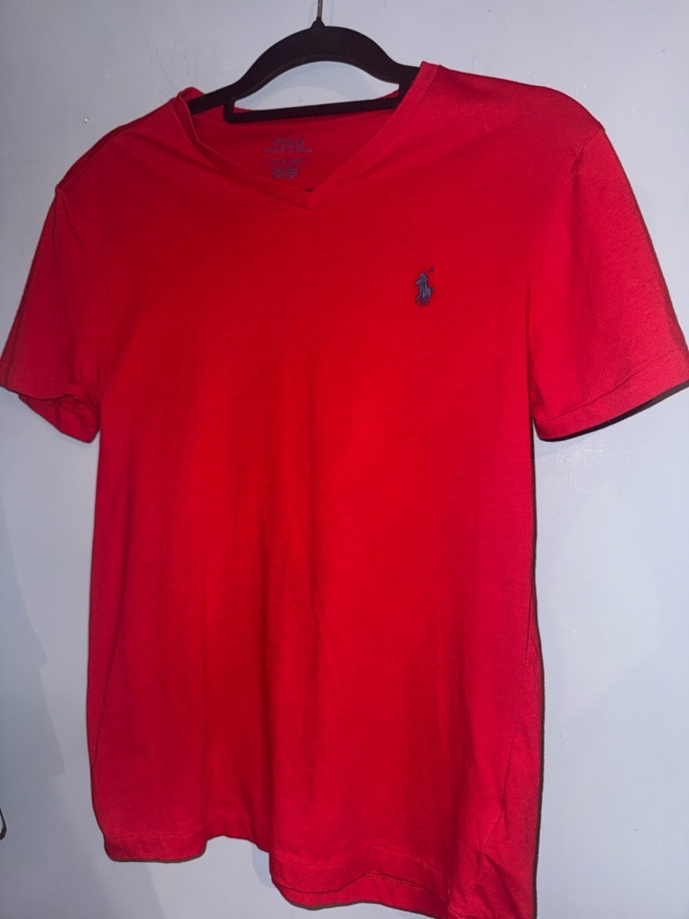 Polo Ralph Lauren Red V-Neck T-Shirt Size Small | Classic Logo Tee